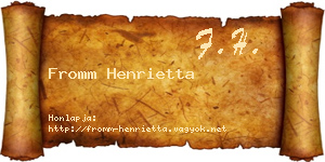 Fromm Henrietta névjegykártya